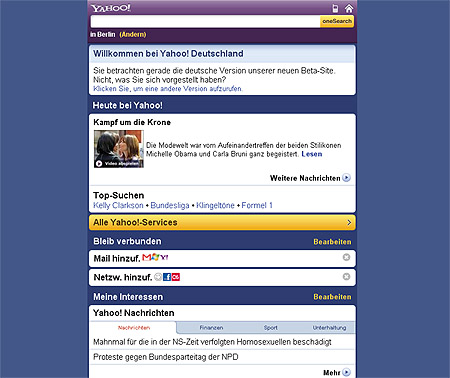 Yahoo Mobile Internetportal